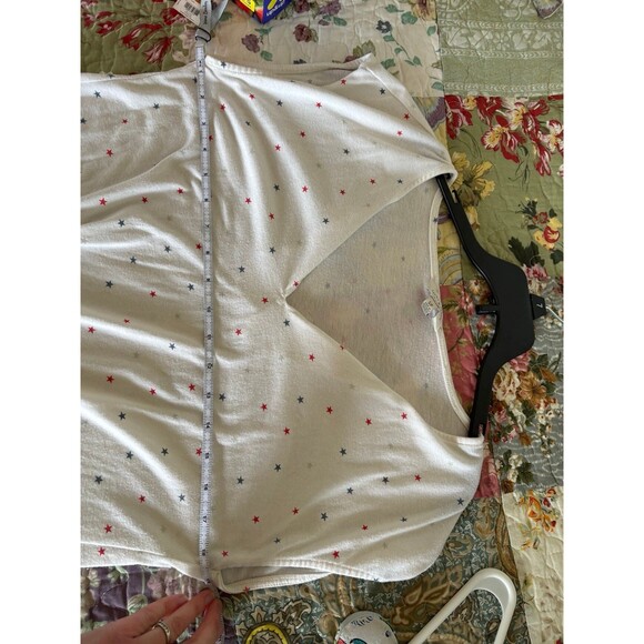 Lucky Brand small stars patriotic red white and blue tie tank crop top - Picture 6 of 6